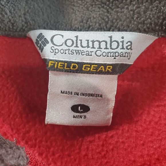 Columbia Sportswear Jacket Mens Large Red Field Gear Fleece Outdoor Full Zip - Picture 2 of 8